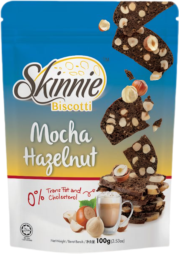 Skinnie Biscotti 100gram Pouch - Mocha Hazelnut