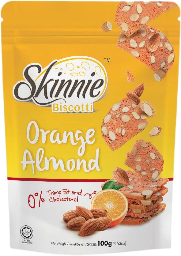 Skinnie Biscotti 100gram Pouch - Orange Almond
