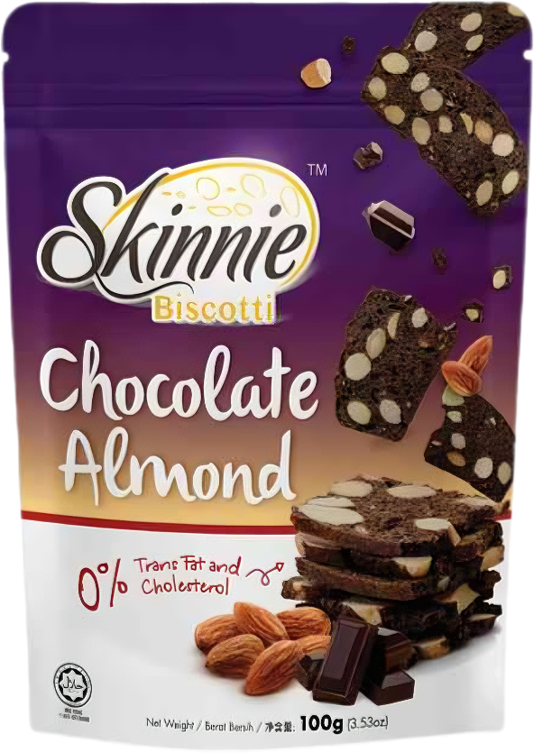 Skinnie Biscotti 100gram Pouch - Chocolate Almond