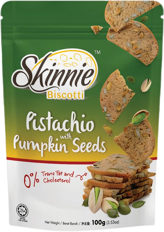 Skinnie Biscotti 100gram Pouch - Pistachio & Pumpkin Seed