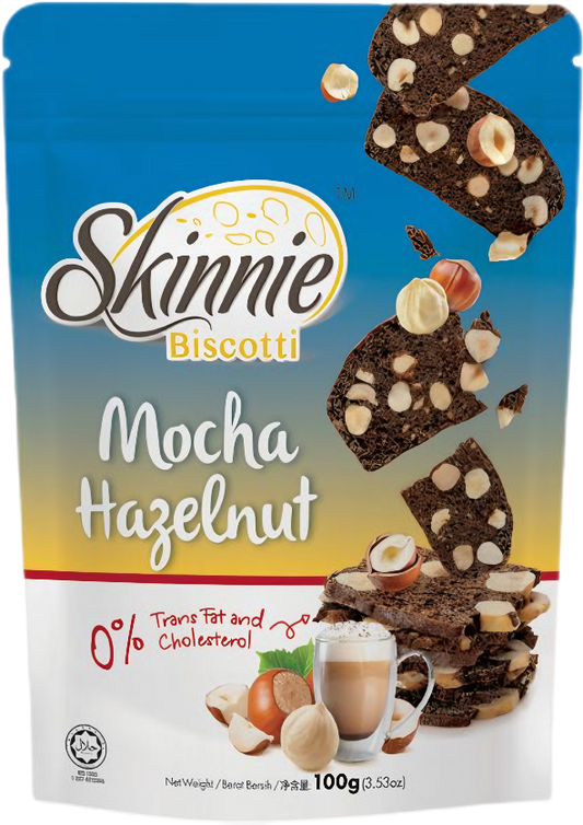 Skinnie Biscotti 100gram Pouch - Mocha Hazelnut
