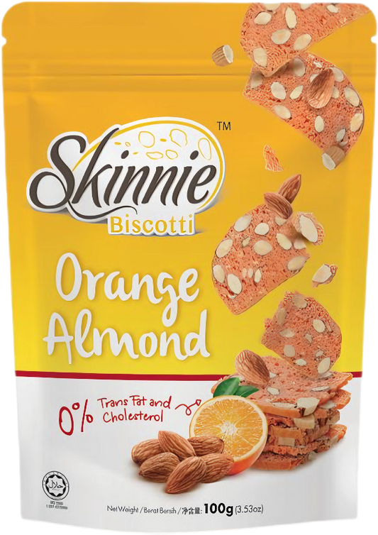 Skinnie Biscotti 100gram Pouch - Orange Almond