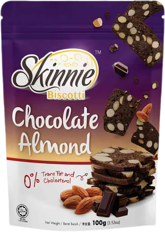 Skinnie Biscotti 100gram Pouch - Chocolate Almond