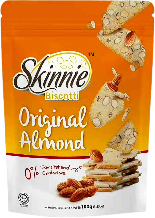 Skinnie Biscotti 100gram Pouch - Original Almond