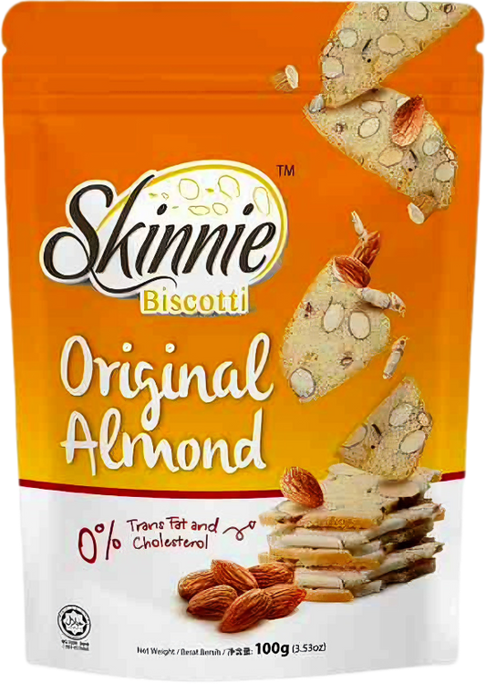 Skinnie Biscotti 100gram Pouch - Original Almond